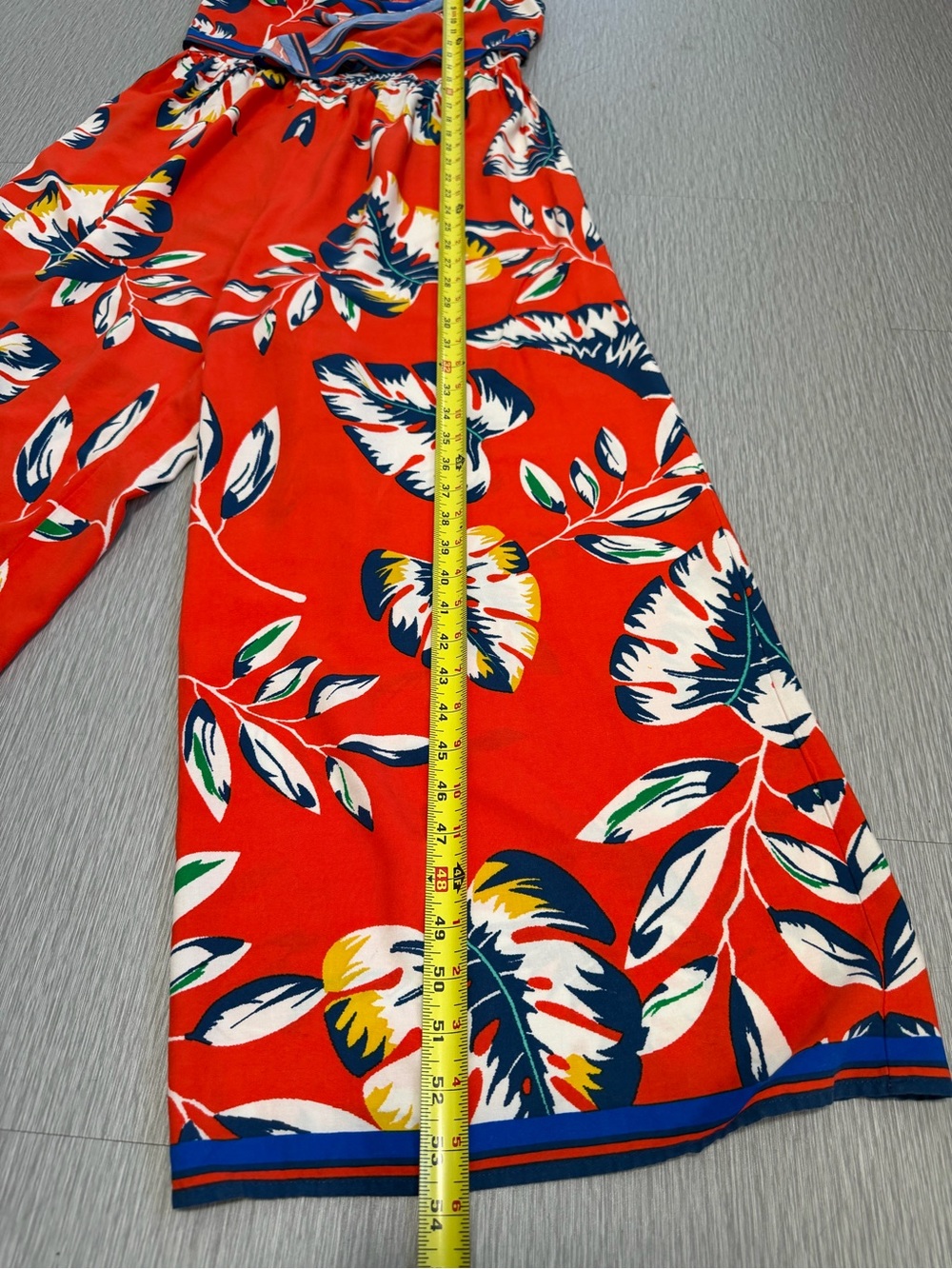 Flying Tomato Tropical Floral Wide Leg Jumpsuit Large Cutout Tie Front Red Boho - Picture 7 of 11